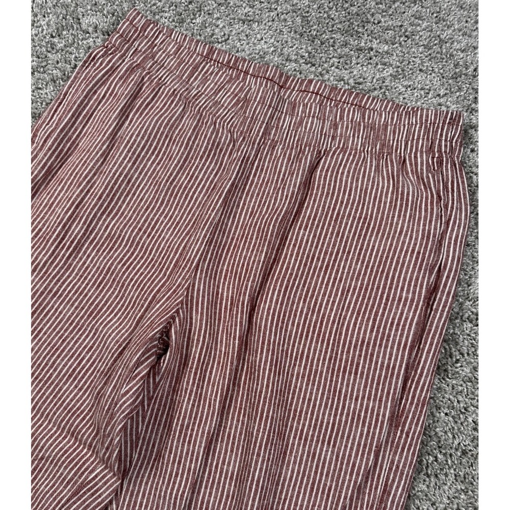 Old Navy Womens Wide Leg Linen Blend Pants Comfort Waistband Rust Stripe Large